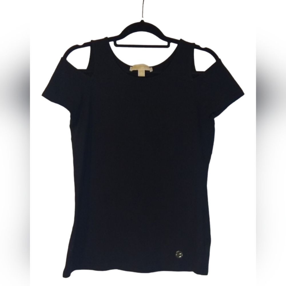 MICHAEL KORS Cold shoulder black short sleeve tee Size Small